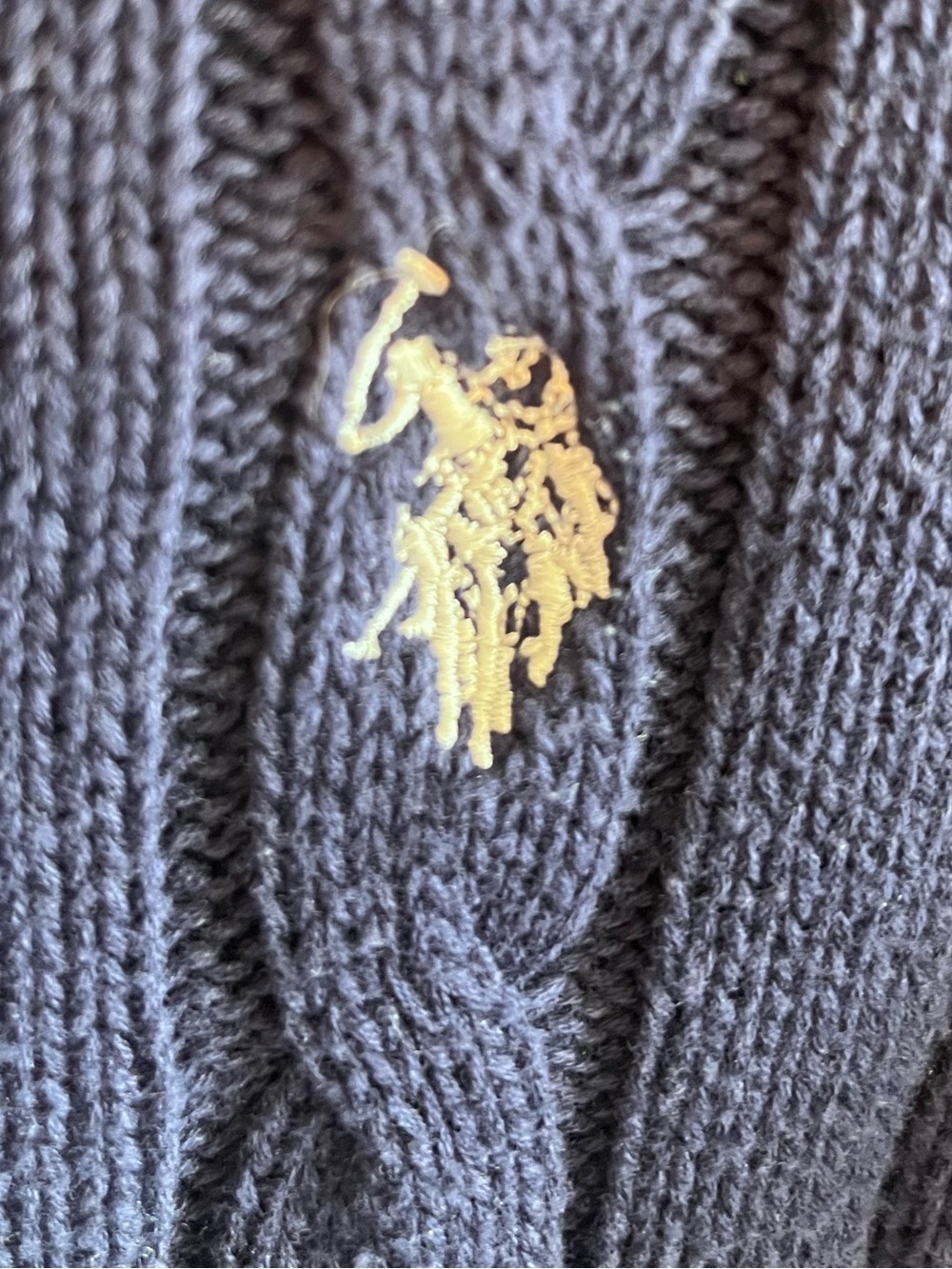Y2K US Polo Cable Knit Hooded Sweater Zip-up Jacket Size Medium 100% Cotton - Picture 4 of 7